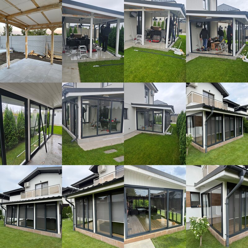 Terase premium – executie acoperisuri panou sandwich sau sticla securizata.